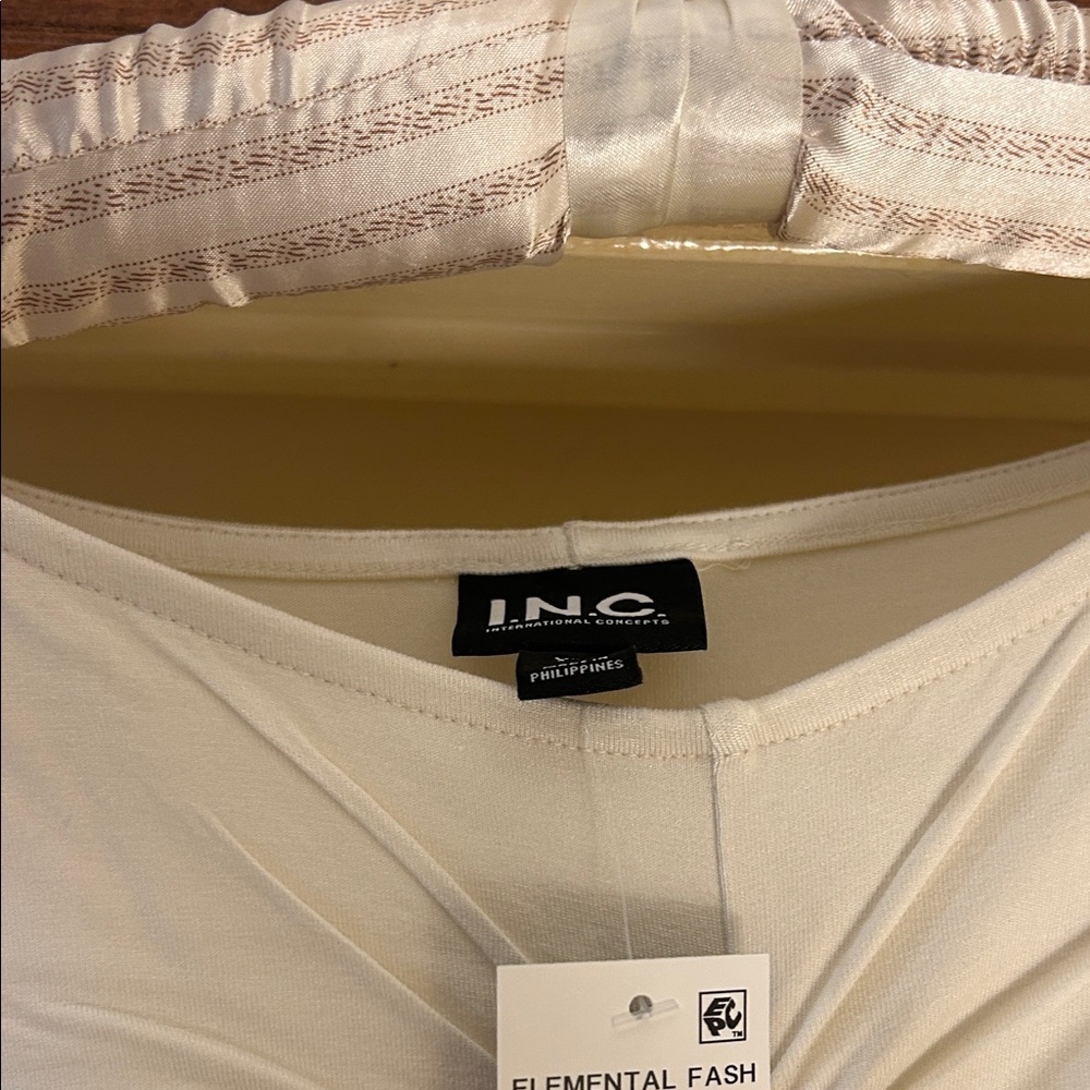 INC Cream Ruched Blouse - Picture 3 of 4